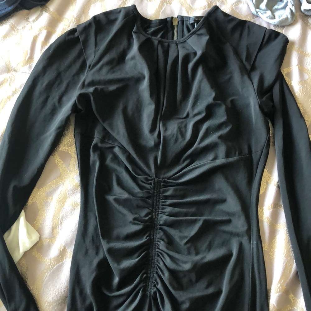 MANGO black stretchy midi dress. Long sleeves